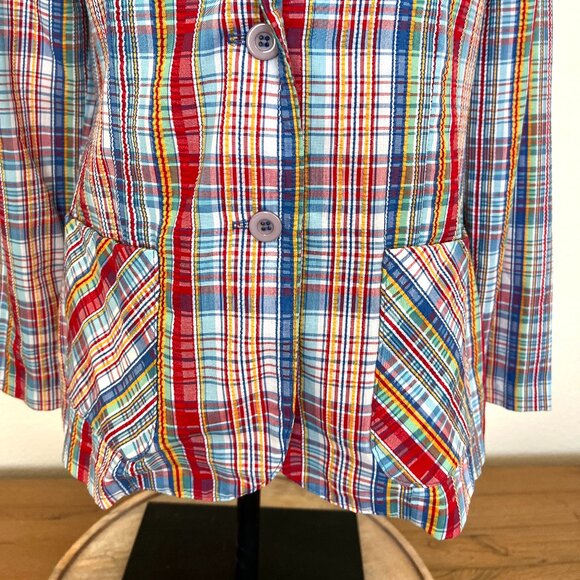 80's Funky Blazer - Lightweight - Striped Plaid - Size Medium - Jacket - Picture 7 of 10